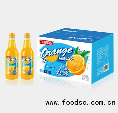 六谷家族香橙味汽水广式老汽水358mlX20瓶碳酸饮料玻璃瓶气泡水整箱