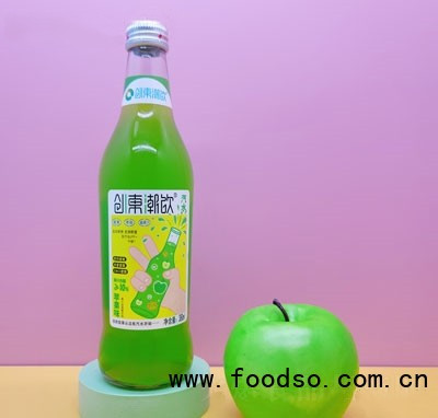 创东潮饮玻璃瓶汽水苹果味380ml