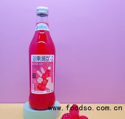 创东潮饮玻璃瓶汽水树莓味380ml