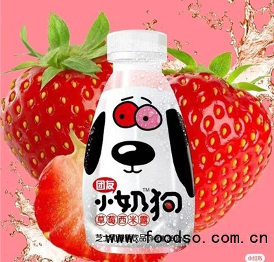 团友小奶狗草莓西米露芝士乳酸菌饮品380ml夏季饮品招商