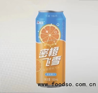 蜜橙飞雪果汁汽水橙味碳酸饮料易拉罐装
