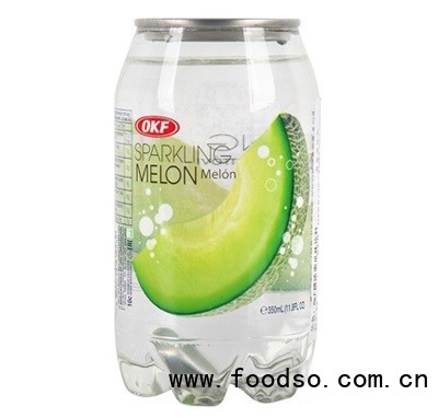 OKF哈密瓜味350ml透明罐装果味气泡水碳酸饮料