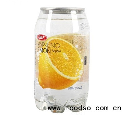 OKF柠檬味350ml透明罐装果味气泡水碳酸饮料