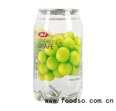 OKF葡萄味350ml透明罐装果味气泡水碳酸饮料