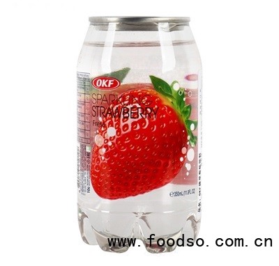 OKF草莓味350ml透明罐装果味气泡水碳酸饮料