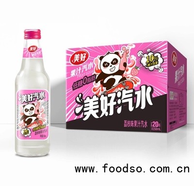 美好果汁汽水碳酸饮料荔枝味358ml×20瓶